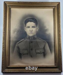 Vintage Original Wwi World War One Framed Soldier Portait Us Army Antique