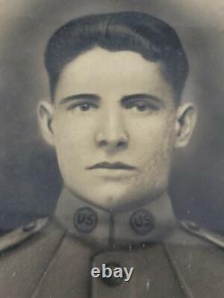 Vintage Original Wwi World War One Framed Soldier Portait Us Army Antique