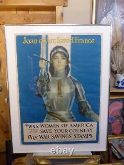 Vintage Poster JOAN OF ARC SAVED FRANCE World War One Savings Stamps 30x40
