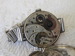 Vintage SILVER MILITARY TRENCH WATCH for Dunklings c. WW1