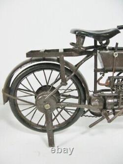 Vintage Tin Plate WWI Style Henderson Motorcycle 110 Scale 12 Long (11M)
