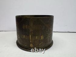 Vintage US MILITARY WW1 TRENCH ART SHELL Very Detailed Art, DATED 1919