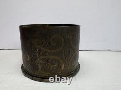 Vintage US MILITARY WW1 TRENCH ART SHELL Very Detailed Art, DATED 1919