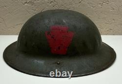 Vintage U. S. WW1 Army 28th Infantry Keystone Division M1917 Doughboy Helmet