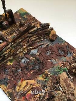 Vintage Unusual Colourful Diorama Depicting A WW1 Battle Scene