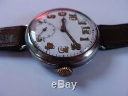 Vintage WW1 1914 solid silver Swiss Made Military Trench Watch