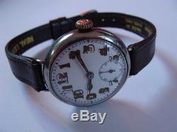Vintage WW1 1914 solid silver Swiss Made Military Trench Watch