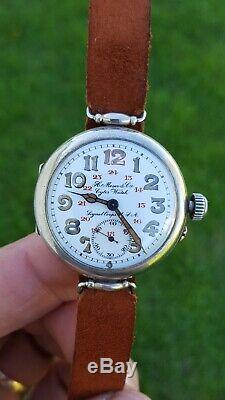 Vintage WW1 H. Moser & Cie Signal Corps Military SILVER Trench Watch-SERVICED