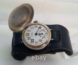 Vintage WW1 Officers Trench Military Silver Dunhill Hunter Wrist Watch 1918
