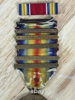 Vintage WW1 US Victory Medal with 5 Clasps Bars The Great War for Civilization