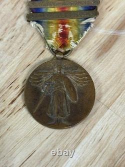 Vintage WW1 US Victory Medal with 5 Clasps Bars The Great War for Civilization