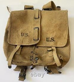 Vintage WW1 U. S Military Backpack Canvas Medic Medical Or Ration Bag Long 7-18