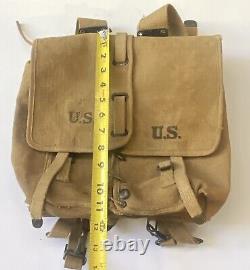 Vintage WW1 U. S Military Backpack Canvas Medic Medical Or Ration Bag Long 7-18