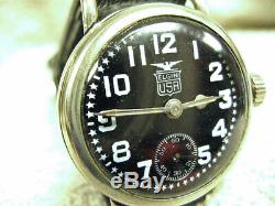 Vintage WW1 era Elgin Trench watch with MINT Black Foch dial, Serviced & RUNNING