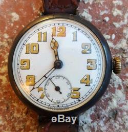 Vintage WW1 sterling silver military trench watch with original band