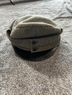 Vintage WWI German Field Cap Hat Size 59 Schipperfabrik Feldgrau Wool 1916