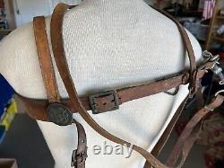 Vintage WWI U. S. Cavalry Horse Headstall & BTC #2 Bit with Brass Eagle Rosettes