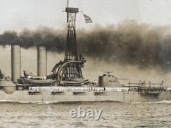 Vintage WWl World War 1 U. S. S. Nebraska Battleship Photograph Framed 9 x 17