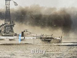 Vintage WWl World War 1 U. S. S. Nebraska Battleship Photograph Framed 9 x 17