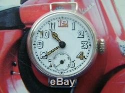 Vintage Ww1 British Military Sapper Tunnel Diggers Trench Watch Mint Enamel Dial