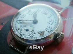 Vintage Ww1 British Military Sapper Tunnel Diggers Trench Watch Mint Enamel Dial
