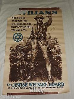 Vintage Wwi World War 1 Civilians Jewish Welfare Board Gi Dough Boy Poster