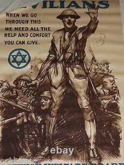 Vintage Wwi World War 1 Civilians Jewish Welfare Board Gi Dough Boy Poster