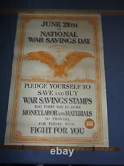 Vintage Wwi World War 1 National War Savings Day Wss Save & Buy Eagle Poster