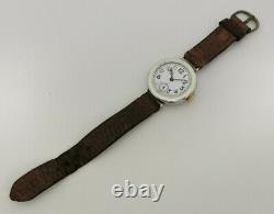Vtg 1914 WW1 Stockwell 33mm Solid Sterling Silver Officers Trench Gents Watch