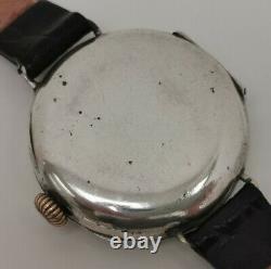 Vtg 1915 WW1 G Stockwell 33mm Solid Sterling Silver Officers Trench Gents Watch