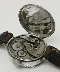 Vtg 1918 WW1 George Stockwell 32mm Solid Sterling Silver Officers Trench Watch