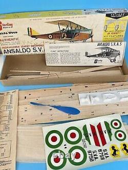 Vtg 19 Sterling Wwi Ansaldo Sva5 Flying Airplane Model Kit A18-249 Balsa Wood