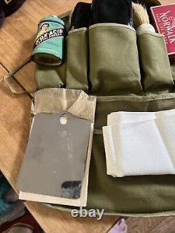 Vtg Antique U. S. Army Travel Shaving Kit withmirror- Nox-Acid dental Powder