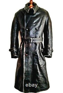 Vtg Mens 1915 WW1 AFC FLYING CORPS RFC Leather Dispatch Pilot Jacket Trench Coat