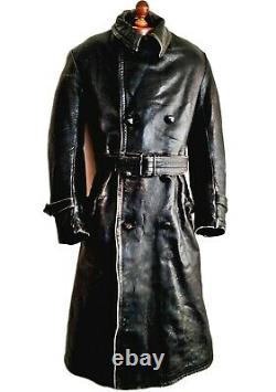 Vtg Mens 1915 WW1 AFC FLYING CORPS RFC Leather Dispatch Pilot Jacket Trench Coat
