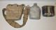 Vtg WW1 US Army M-1910 Canteen Cup Cover 1918 Pistol Belt Trench Art ID D. Leepen