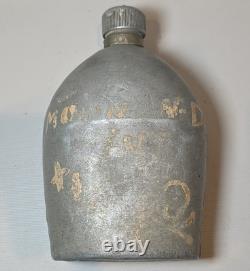 Vtg WW1 US Army M-1910 Canteen Cup Cover 1918 Pistol Belt Trench Art ID D. Leepen
