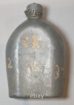 Vtg WW1 US Army M-1910 Canteen Cup Cover 1918 Pistol Belt Trench Art ID D. Leepen
