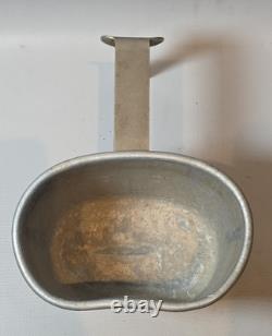 Vtg WW1 US Army M-1910 Canteen Cup Cover 1918 Pistol Belt Trench Art ID D. Leepen