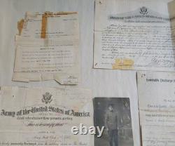 Vtg WW I United States Army Military Honorable Discharge Paper + Photo 1919-5 Pc