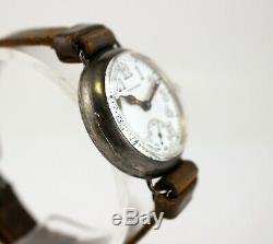 WALTHAM Depollier Sterling Silver Trench Military Wrist Watch WW1 1918 RUNNING