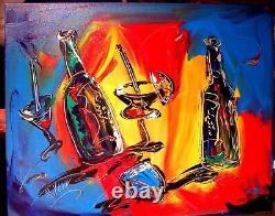 WINE DRINKS Pop Art Painting Original Oil Canvas Gallery E3WW4T