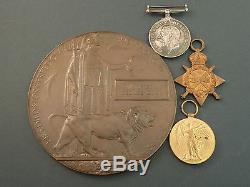 WORLD WAR ONE MEDAL TRIO AND DEATH PLAQUE, GLOUCESTERSHIRE REGIMENT