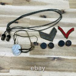 WW1 110 Aero Squadron Named Dog Tags Hat Cord Collar Discs Patches Vtg Antique