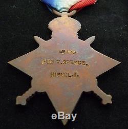 Ww1 1914-15 Star Medal Trio Kia 1st Day Battle Of The Somme Highland LI