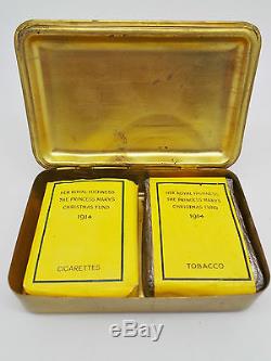 WW1 1914 Princess Mary Christmas Gift Tin with Contents Cigarettes & Tobacco