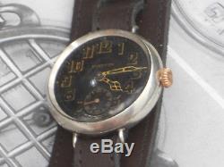 WW1 1917 Mappin officers silver military Trench watch excellent cdtn black dial