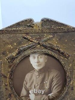 WW1 1917 US Army Soldier Photo In Original Ornate Cast Frame