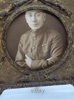 WW1 1917 US Army Soldier Photo In Original Ornate Cast Frame