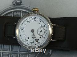 WW1 1917 silver Dennison screw case officers military trench watch serviced